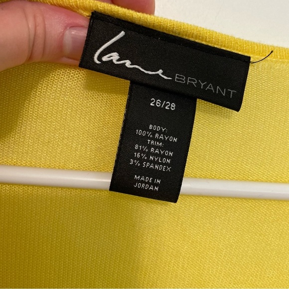 LANE BRYANT Plus Size Bright Yellow Open Drape Front Waterfall Cardigan Sweater - Picture 5 of 15